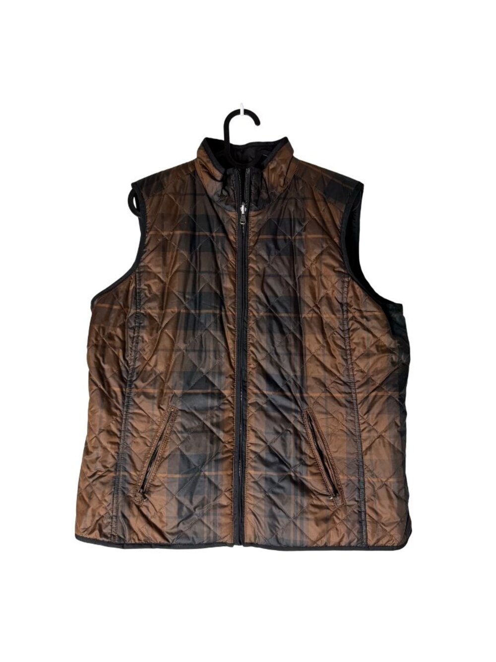 Lauren Ralph Lauren Brown Black Plaid Reversible Quilted Vest Womens Large